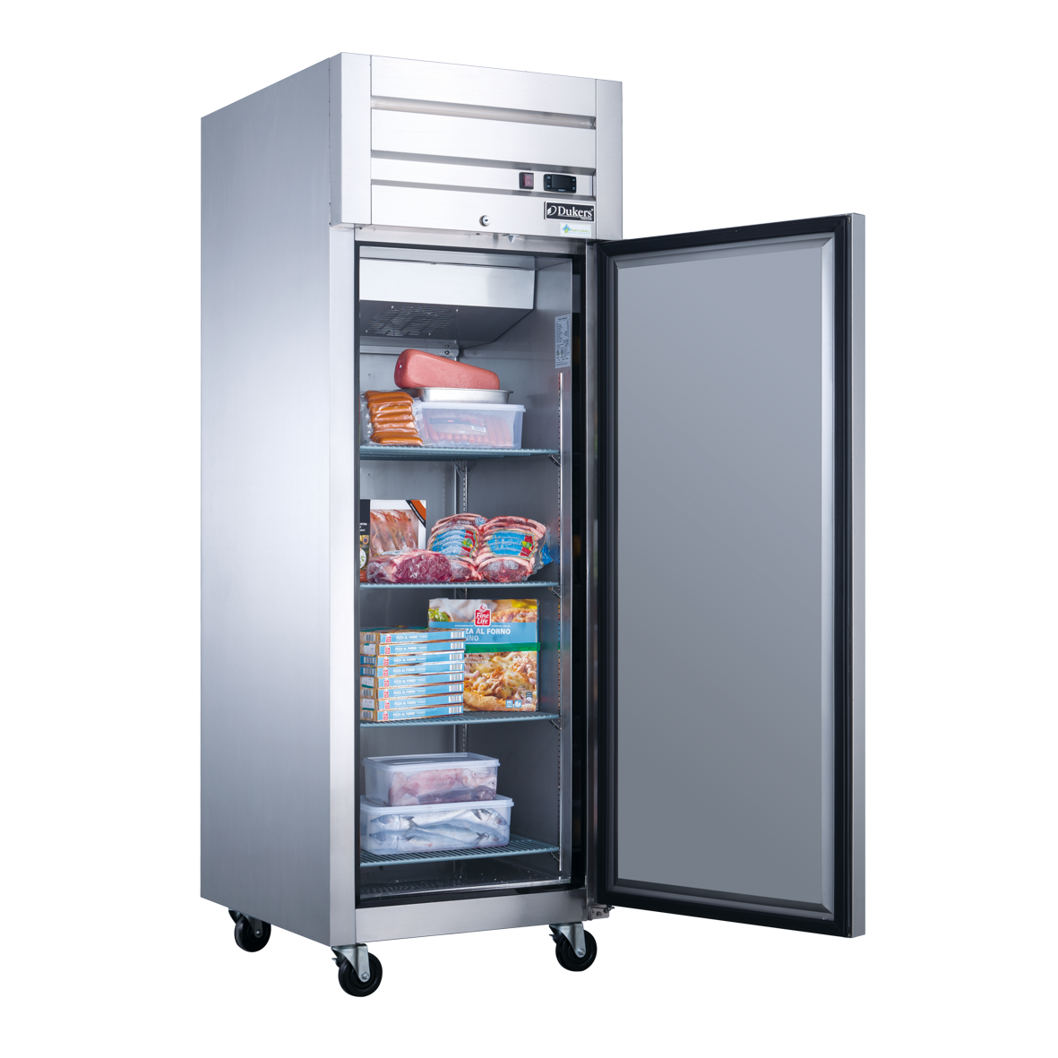 Dukersusa - D28AF Commercial Single Door Top Mount Reach In Freezer in Stainless Steel