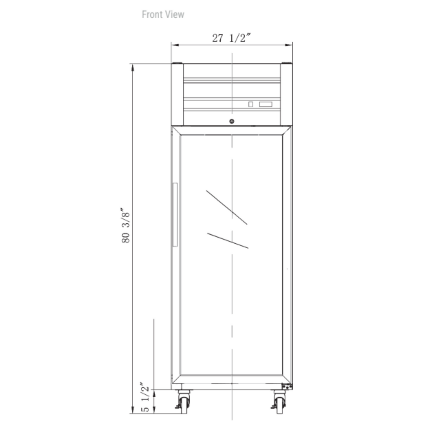 Dukers Top Mount Single Glass Door Commercial Reach-in Refrigerator - D28AR-GS1