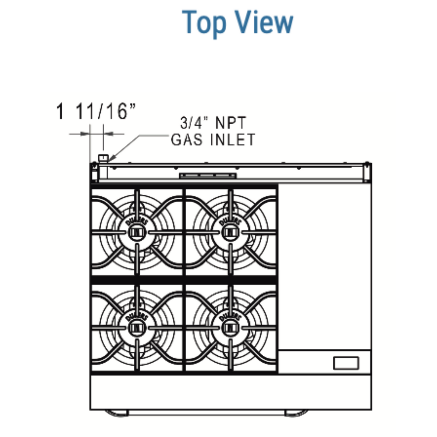 DCR36-4B12GM 36" Gas Range with Four (4) Open Burners & 12" Griddle