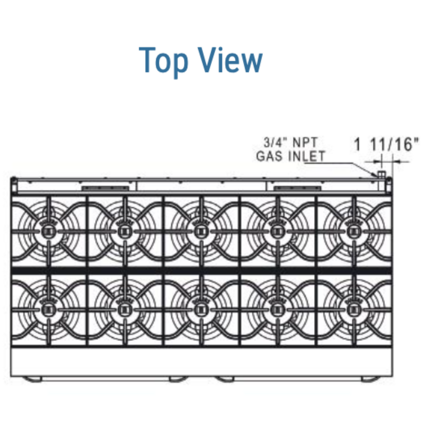 DCR60-10B 60" Gas Range with Ten (10) Open Burners