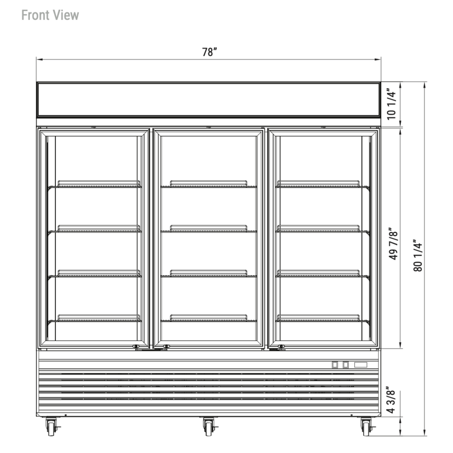 Triple door freezer merchandiser