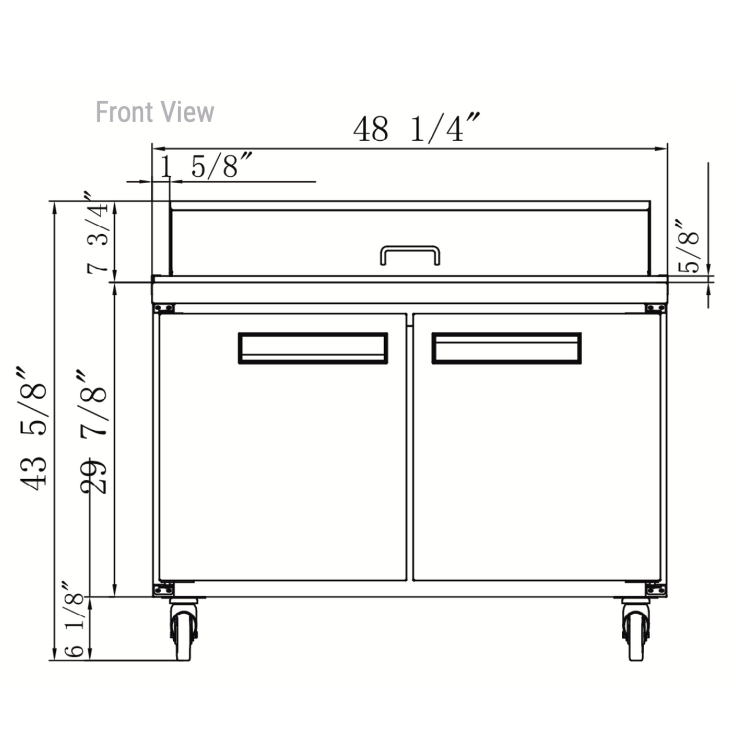 DSP48-12-S2 2-Door Commercial Food Prep Table Refrigerator in Stainless Steel