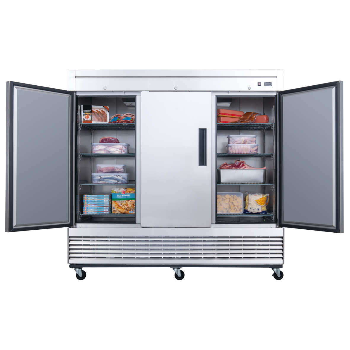 D83F 3-Door Commercial Reach In Freezer in Stainless Steel