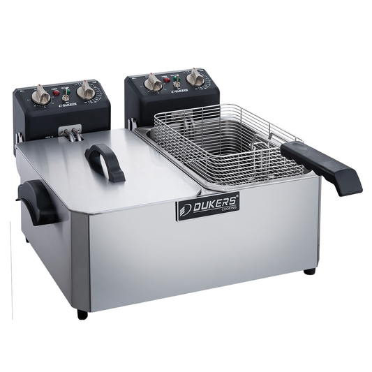 Dukers - DCF15ED, 30lb Two Basket Electric Countertop Deep Fryer