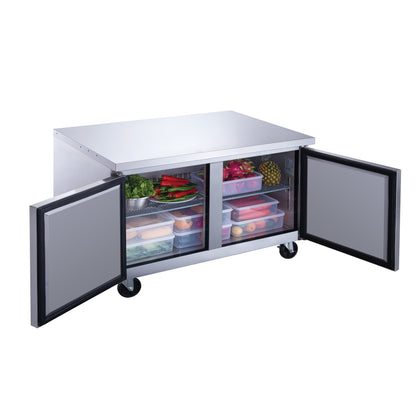 DUC60F 2-Door Undercounter Commercial Freezer in Stainless Steel