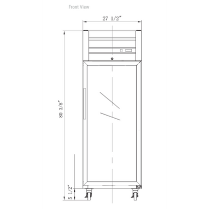 Dukers Top Mount Single Glass Door Commercial Reach-in Refrigerator - D28AR-GS1