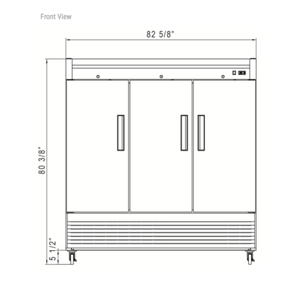 D83F 3-Door Commercial Reach In Freezer in Stainless Steel