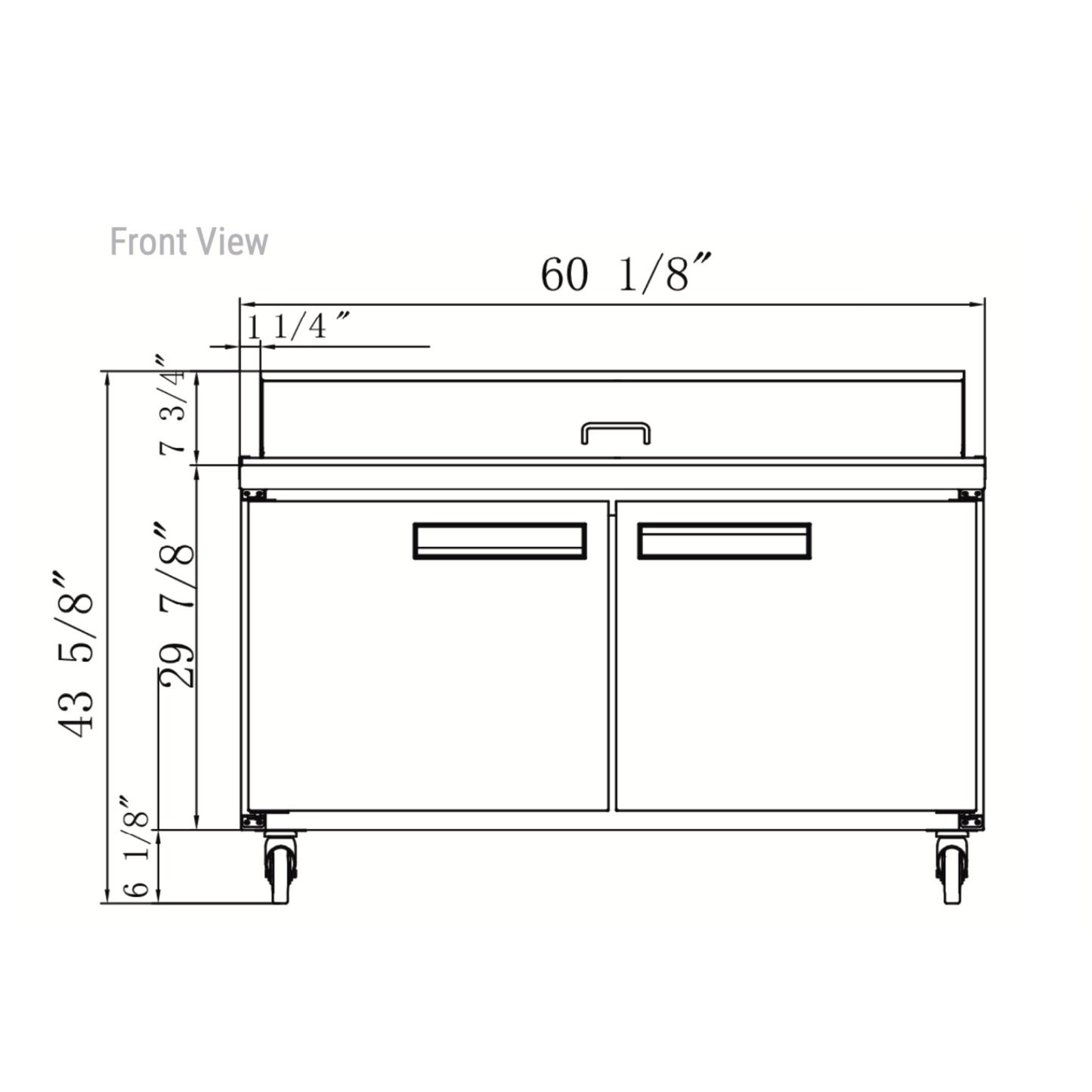 DSP60-16-S2 2-Door Commercial Food Prep Table Refrigerator in Stainless Steel