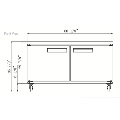 DUC60F 2-Door Undercounter Commercial Freezer in Stainless Steel