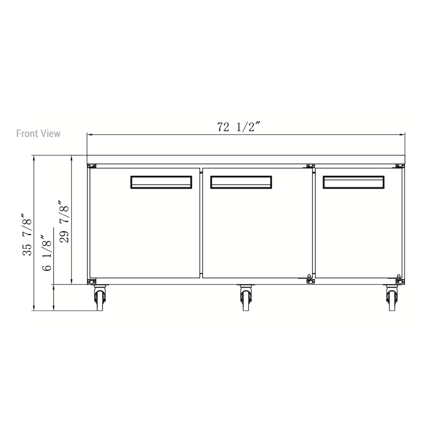 DUC72F 3-Door Undercounter Commercial Freezer in Stainless Steel